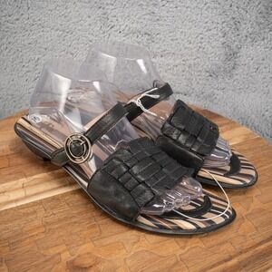 Think! Woven Black Leather Sandals Size‎ 10.5 US